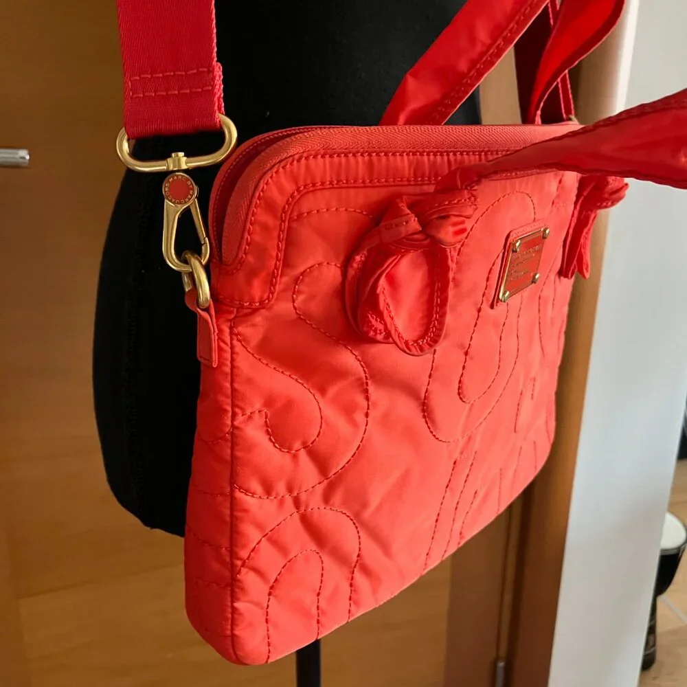 Marc Jacobs Red Signature Quilted Laptop Bag